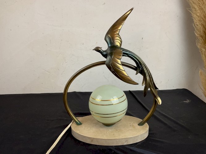 Lampe Art Deco veilleuse oiseaux du paradis