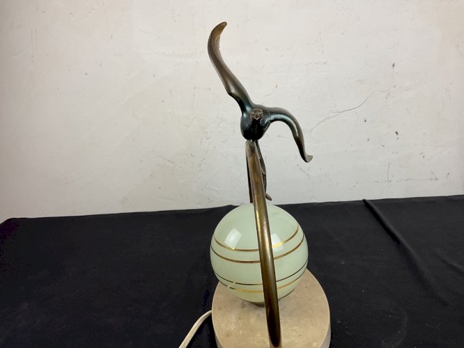 Lampe Art Deco veilleuse oiseaux du paradis