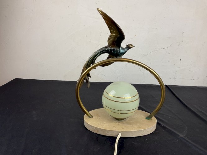 Lampe Art Deco veilleuse oiseaux du paradis