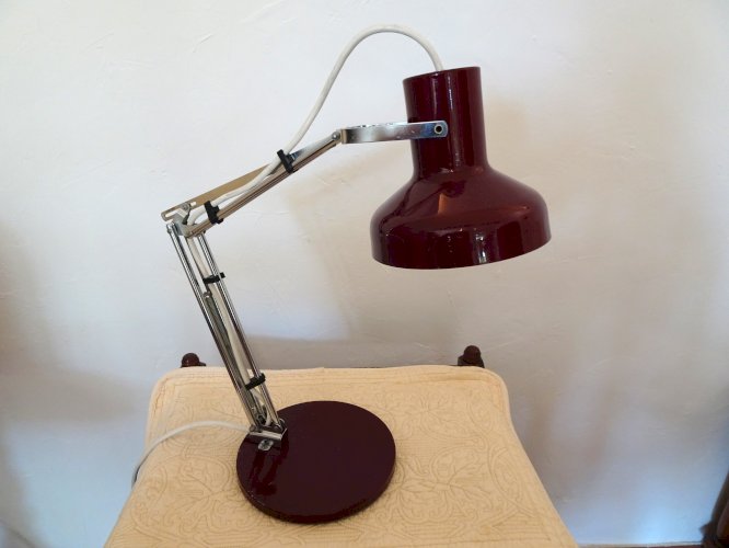 Lampe articulée darchitecte vintage en métal laqué et chromé 1970