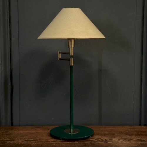 Lampe articulée liseuse en métal vert laqué XXe travail français L8905