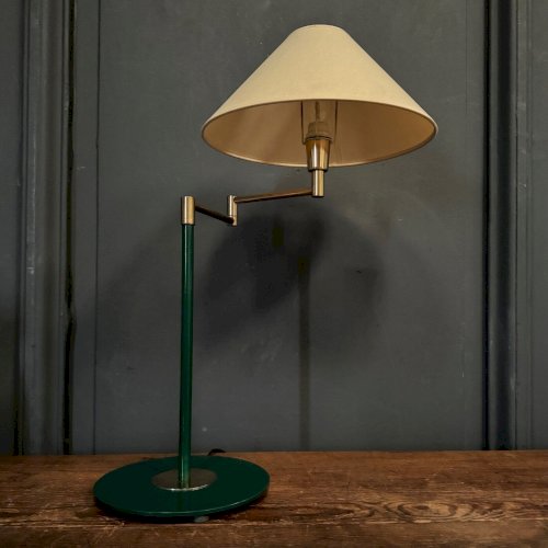 Lampe articulée liseuse en métal vert laqué XXe travail français L8905