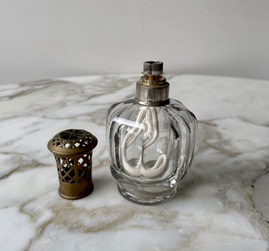 Lampe Berger en cristal taillé pans coupés début XXe M3932