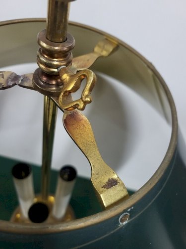 LAMPE BOUILLOTE EN BRONZE ABAT JOUR EN TÔLE VERT REF JE