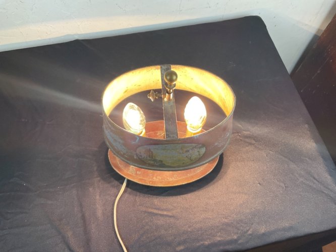Lampe Bouillotte XIXÉME deux feux en tôle polychrome