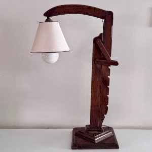 Brutalist lamp with adjustable wooden system and shade 1950 M3697