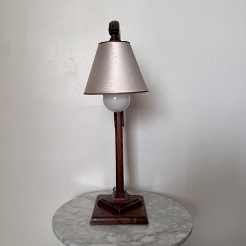 Lampe brutaliste à système en bois réglable avec abat-jour 1950 M3697
