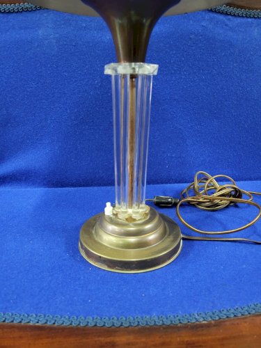 LAMPE CHAMPIGNON ART DECO 1940 EN VERRE ET CUIVRE