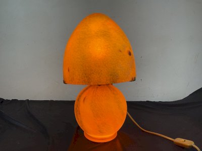 Lampe champignon pâte de verre marmoréen