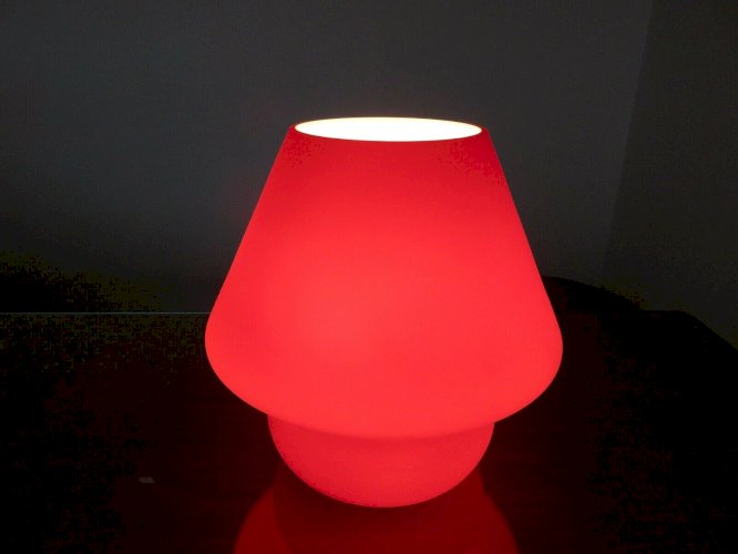 LAMPE CHAMPIGNON ROUGE OPALINE ANNEES 70 VINTAGE MUSHROOM LAMPE 
