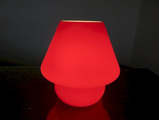 LAMPE CHAMPIGNON ROUGE OPALINE ANNEES 70 VINTAGE MUSHROOM LAMPE 