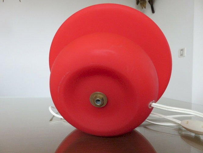 LAMPE CHAMPIGNON ROUGE OPALINE ANNEES 70 VINTAGE MUSHROOM LAMPE 