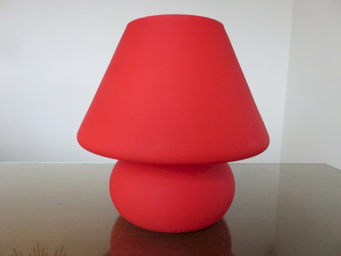 LAMPE CHAMPIGNON ROUGE OPALINE ANNEES 70 VINTAGE MUSHROOM LAMPE 