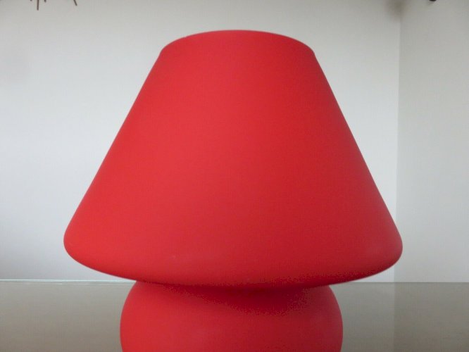 LAMPE CHAMPIGNON ROUGE OPALINE ANNEES 70 VINTAGE MUSHROOM LAMPE 