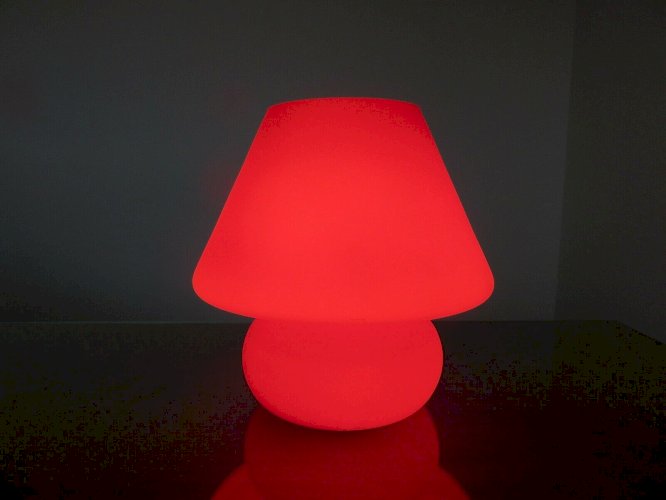 LAMPE CHAMPIGNON ROUGE OPALINE ANNEES 70 VINTAGE MUSHROOM LAMPE 