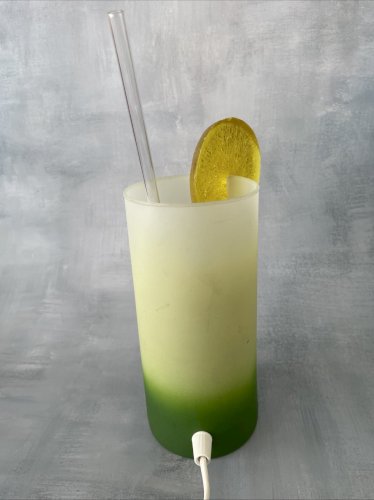 Lampe cocktail vintage en verre design space age memphis retro kitsch 1990s