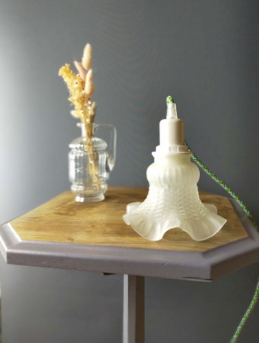 Lampe corolle de verre opaque - douille interrupteur