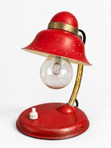 Lampe de bureau vintage années 50/60 rouge & laiton