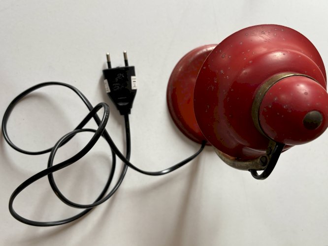 Lampe de bureau vintage années 50/60 rouge & laiton