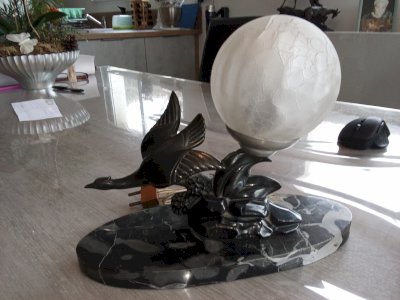 lampe de chevet beau regule oiseaux signé jacques limousin