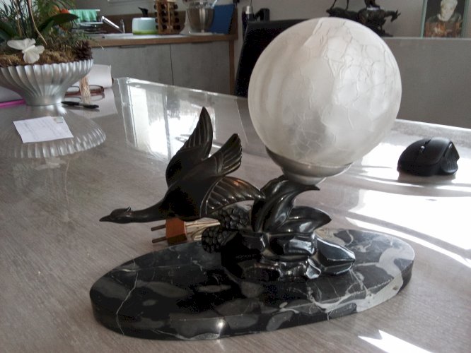 lampe de chevet beau regule oiseaux signé jacques limousin