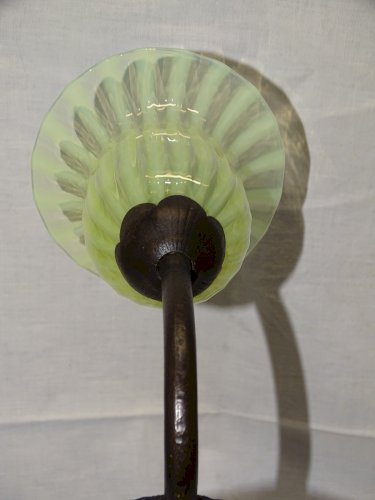 -LAMPE DE CHEVET DE TABLE ART DECO FER FORGE REVEIL PENDULETTE TULIPE OURALINE D
