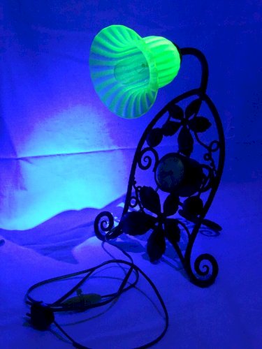 -LAMPE DE CHEVET DE TABLE ART DECO FER FORGE REVEIL PENDULETTE TULIPE OURALINE D