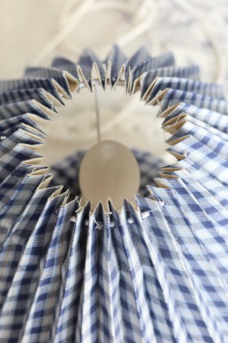 Lampe de chevet vintage Jacadi tissu écossais bleu et blanc