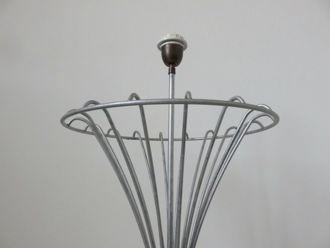 LAMPE DE SOL, DE PARQUET, GRANDE LAMPE  KOSTKA  EN METAL GALVANISE ANNEES 80 