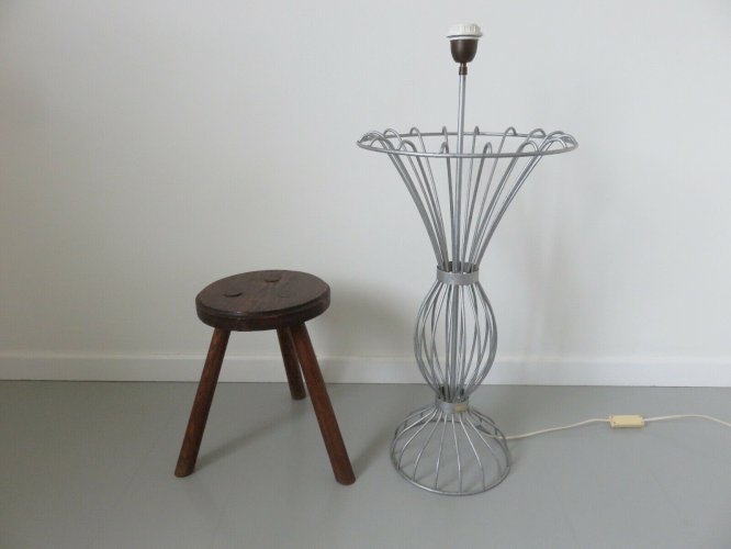 LAMPE DE SOL, DE PARQUET, GRANDE LAMPE  KOSTKA  EN METAL GALVANISE ANNEES 80 