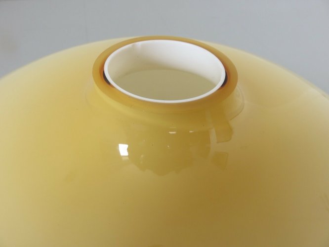 LAMPE DE SOL ITALIENNE OPALINE ET METAL LAQUE ANNEES 50 60