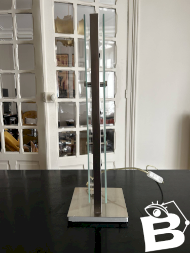 lampe de table chrome et verre
