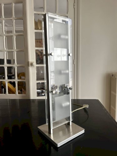 lampe de table chrome et verre