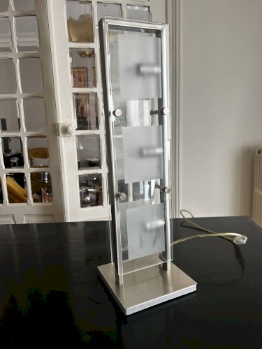 lampe de table chrome et verre