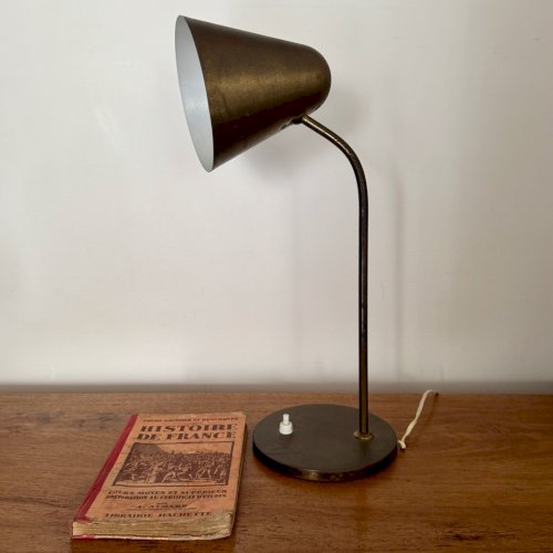 Lampe de table par Jacques Biny 1950 métal doré M4043
