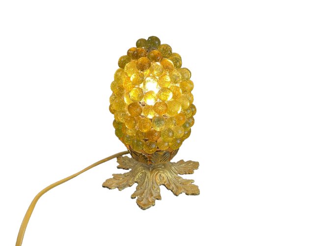 Lampe de veilleuse Grappe En Verre Murano Avec Pied Bronze feuille de chêne