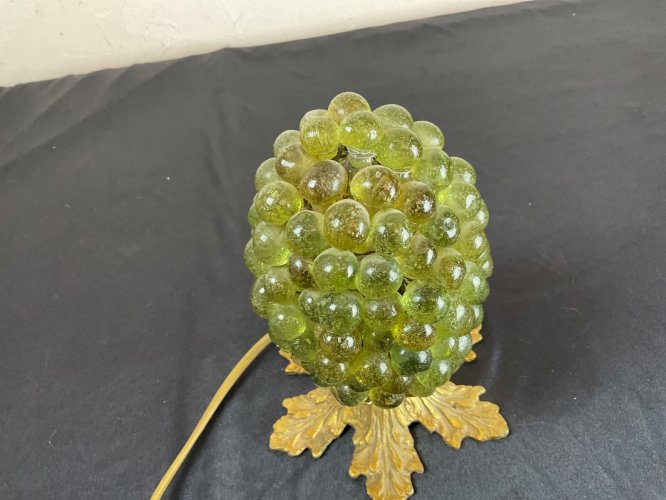 Lampe de veilleuse Grappe En Verre Murano Avec Pied Bronze feuille de chêne