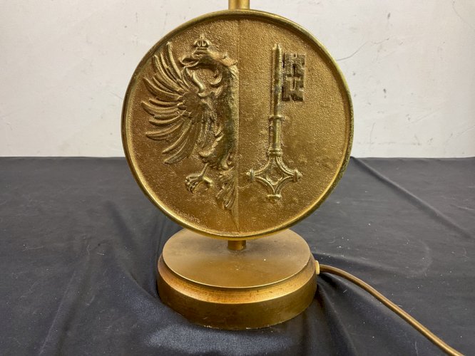 Lampe en bronze trophée patinage artistique et de danse Genève . Bronze Signée