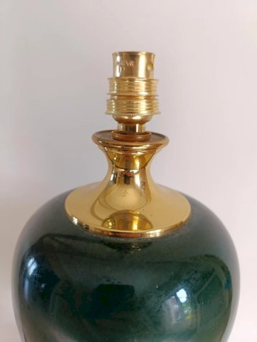 lampe en ceramique forme oeuf et feuille dananas signée le dauphin en bon etat