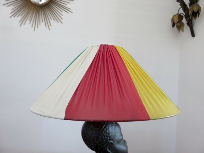 LAMPE EN CERAMIQUE NOIR MAT  FEMME AFRICAINE  ANNEES 50 60 VINTAGE 