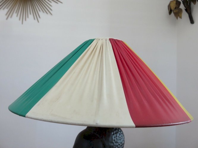 LAMPE EN CERAMIQUE NOIR MAT  FEMME AFRICAINE  ANNEES 50 60 VINTAGE 