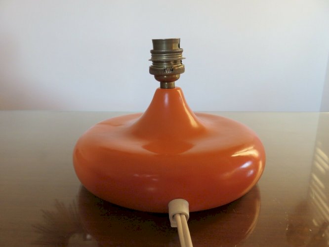 LAMPE EN CERAMIQUE ORANGE ANNEES 60 70 VINTAGE