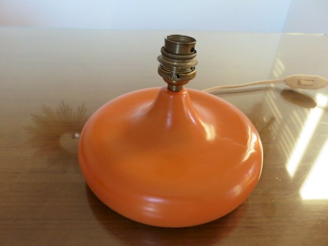 LAMPE EN CERAMIQUE ORANGE ANNEES 60 70 VINTAGE