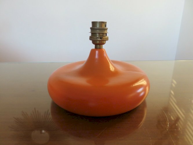 LAMPE EN CERAMIQUE ORANGE ANNEES 60 70 VINTAGE
