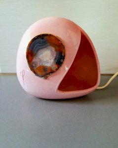 Lampe en céramique, tranche d agate 1970