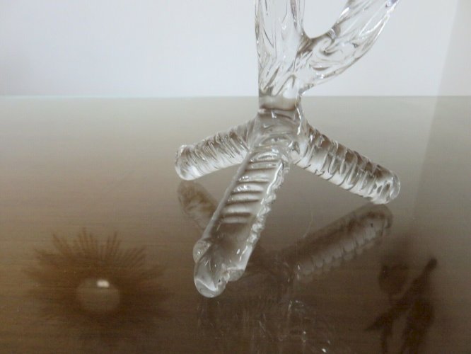 LAMPE EN CRISTAL STYLE ART DECO ARBRE ET OISEAUX ANNEES 30 40 VINTAGE