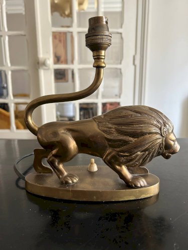 lampe en laiton vintage  Lion