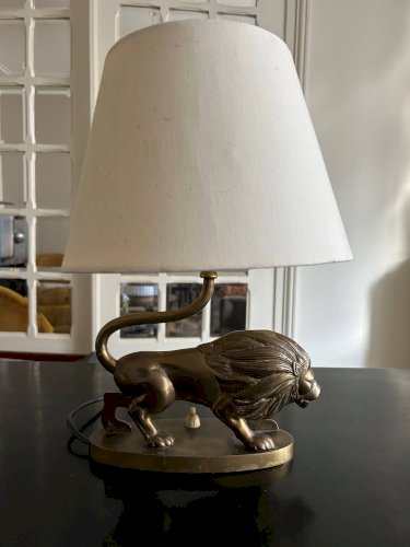 lampe en laiton vintage  Lion