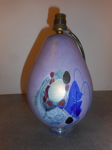LAMPE EN PATE DE VERRE SIGNEE R. Pierini 1987