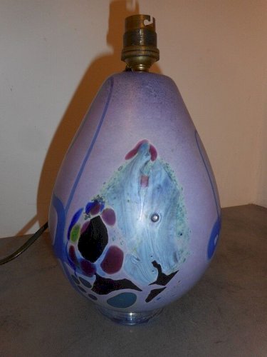 LAMPE EN PATE DE VERRE SIGNEE R. Pierini 1987